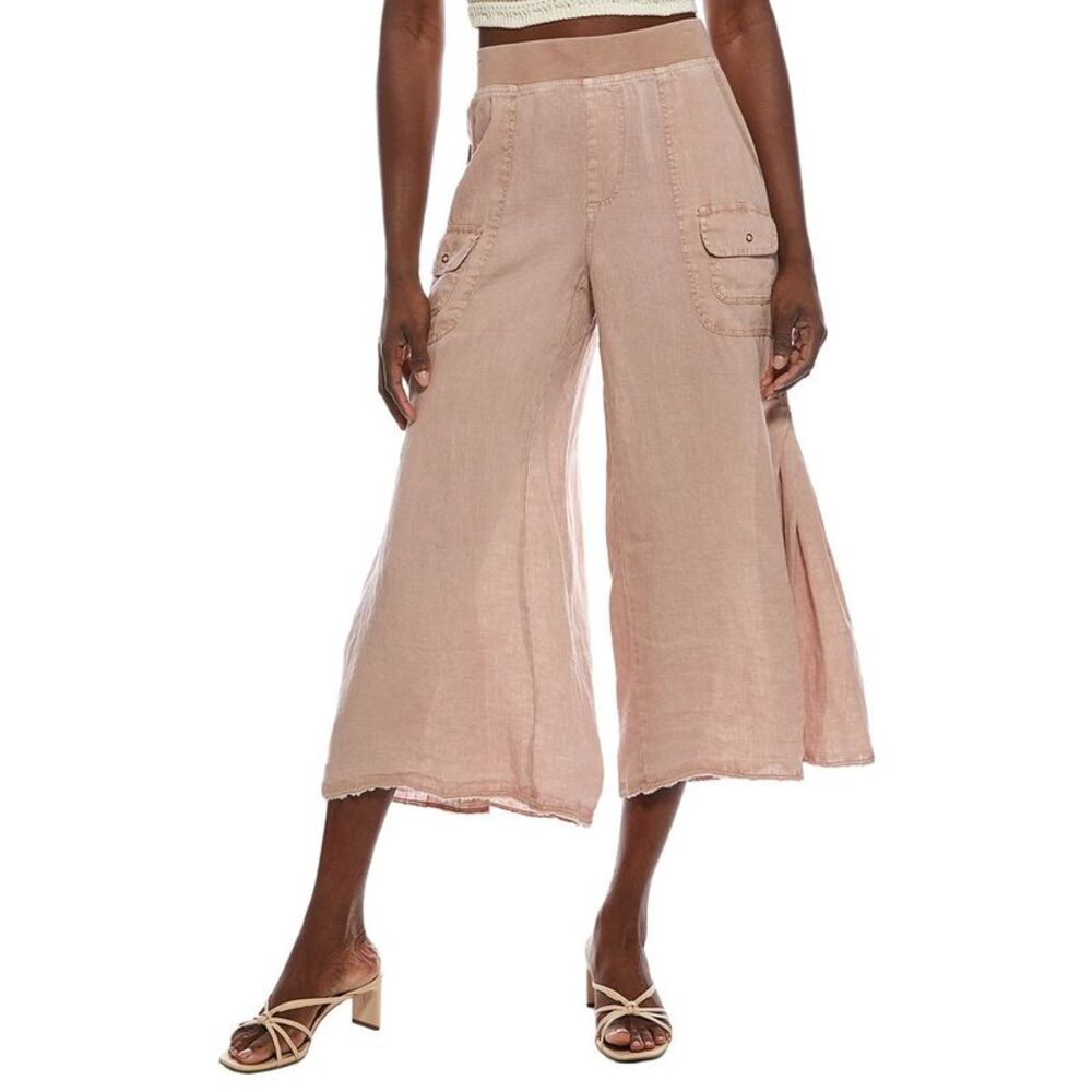 Xcvi Womens Contina Crop Linen Pant, Blue